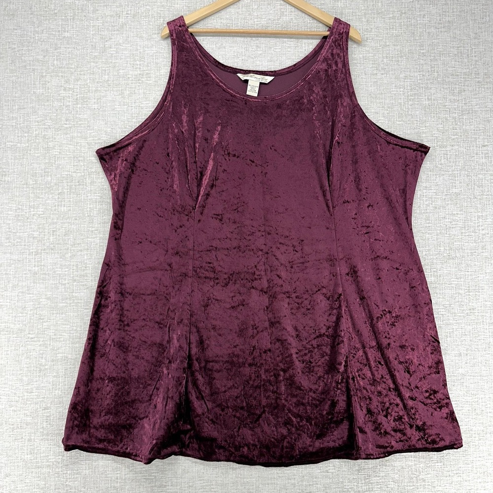 Lane Bryant Intimates Lingerie Women 26/28 Plus Maroon Crushed Velvet Sleeveless